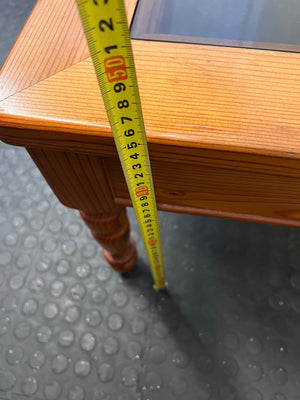 Square Wooden Side Table with Glass Inset Top – height measurement