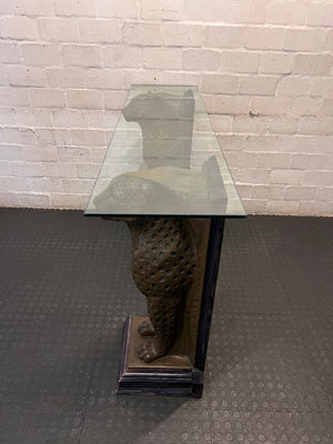 Willie Botha Bronze-Style Leopard Console Table – condition detail