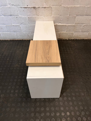 Modern White and Wood Wall-Mounted Storage Unit – side view