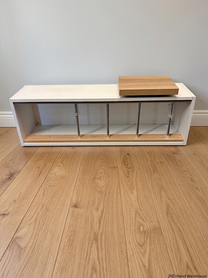 Modern White and Wood Wall-Mounted Storage Unit – styled product image