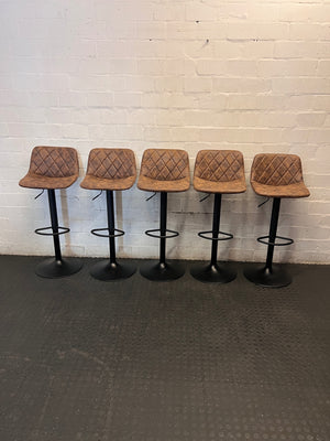Diamond Quilted Brown Faux Leather Bar Stool – condition detail