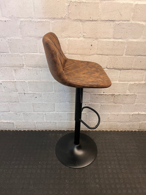 Diamond Quilted Brown Faux Leather Bar Stool – top view