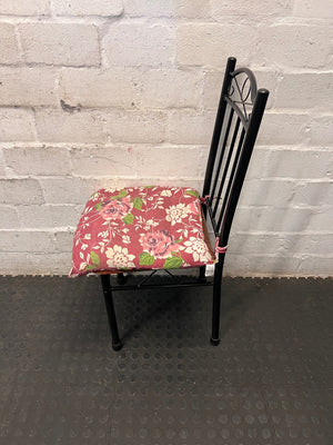 Black Metal Dining Chair with Floral Seat Cushion – condition detail