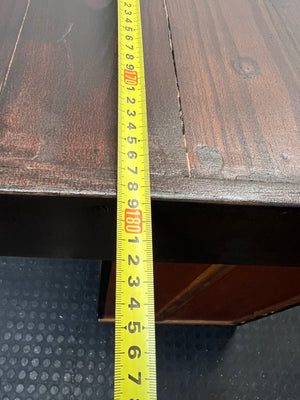 Rustic Wooden Bar Counter with Dark Stained Top – depth measurement