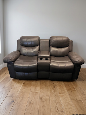 Brown 2 Seater Recliner with Centre Console – styled product image