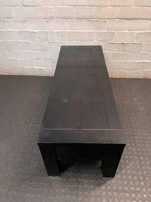 Dark Brown Wood Grain Coffee Table with Drawers – condition detail