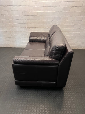 Brown Leather 2 Seater Couch – side view