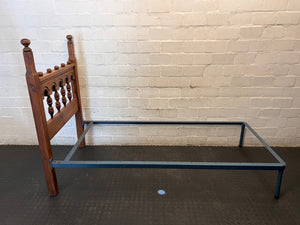 Vintage-Style Single Bed Frame with Ornate Headboard – back view