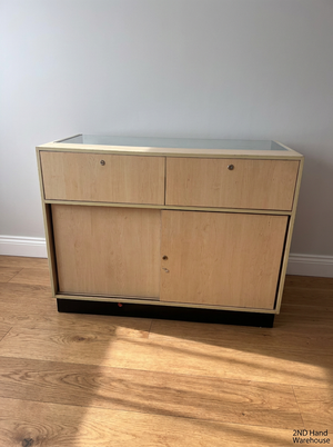 Light Wood-Look Glass Top Retail Display Counter