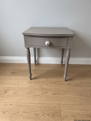 Painted Grey Bedside Table with Ceramic Knob — Good Condition