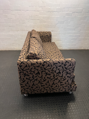 Contemporary Patterned Three-Seater Couch in Mocha & Black - 2ndhandwarehouse.com