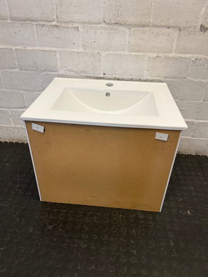Modern White Ceramic Drop-In Bathroom Sink & Vanity Unit - 2ndhandwarehouse.com