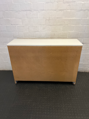 Modern 3-Door White Storage Cupboard with Silver Handles - 2ndhandwarehouse.com