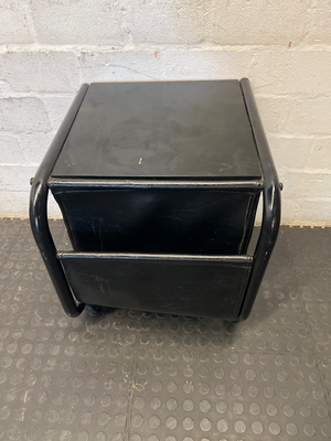 Vintage Style Black Mobile Side Table with Magazine Sling - 2ndhandwarehouse.com