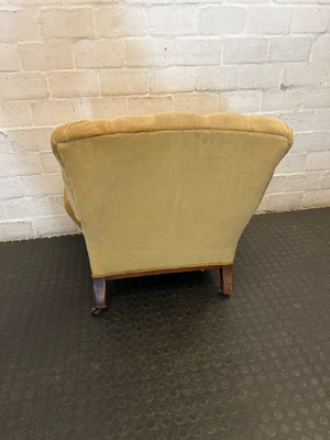 Vintage Tufted Corduroy Armchair in Mustard Gold - 2ndhandwarehouse.com