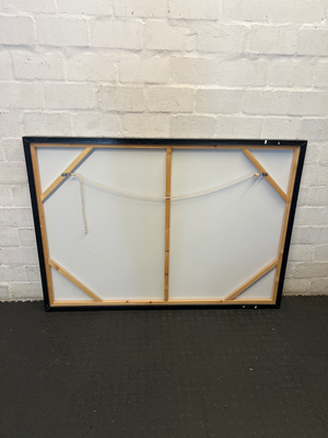 Large Contemporary Abstract Metallic Splatter Art in Black Frame - 2ndhandwarehouse.com