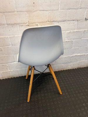 White Eames Style Dining Chair with Timber Base - Good Condition - 2ndhandwarehouse.com