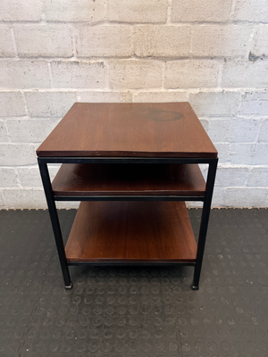 Industrial Tiered Side Table - Marked Top & Paint Wear - 2ndhandwarehouse.com