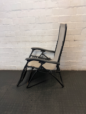 Folding Bungee Recliner Outdoor Chair in Tan and Black - 2ndhandwarehouse.com