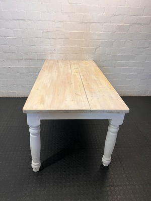 8 Seater White Wash Dining Table - Needs Some Work - 2ndhandwarehouse.com