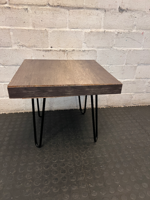 Industrial Style Side Table with Hairpin Legs - Damage to Leg - 2ndhandwarehouse.com