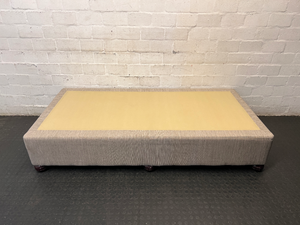 Single Bed Base in Neutral Upholstered Fabric - 2ndhandwarehouse.com