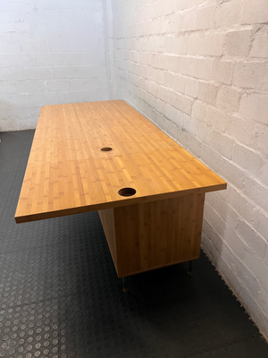 Modern Light Wood Office Desk with 6-Drawer Pedestal - 2ndhandwarehouse.com