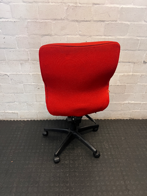 Red and Black Armless Swivel Office Chair — Scuffed Arm Rests - 2ndhandwarehouse.com