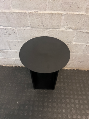 Contemporary Black Pedestal Bedside Table — Fair Condition With General Wear - 2ndhandwarehouse.com
