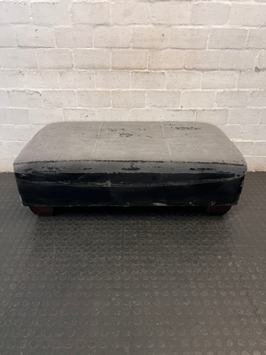 Button-Tufted Rectangular Ottoman with Wooden Feet — Significant Peeling and Surface Wear - 2ndhandwarehouse.com