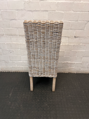 White-Washed Rattan High-Back Dining Chair — Good C - 2ndhandwarehouse.com