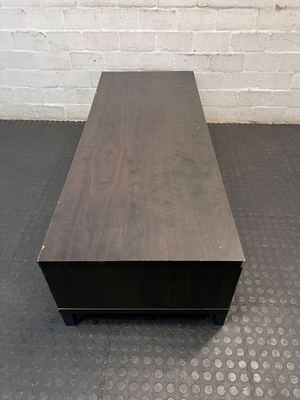 Dark Brown Low-Profile TV Unit with Open Shelving — Multiple Broken Legs and Surface W - 2ndhandwarehouse.com