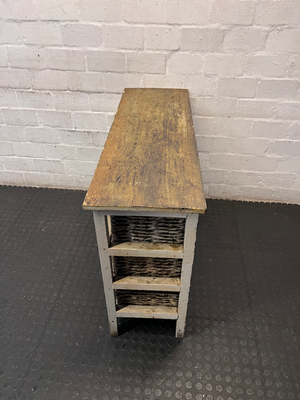 Distressed White Sideboard with Wicker Basket Drawers — Average Condition with Surface W - 2ndhandwarehouse.com