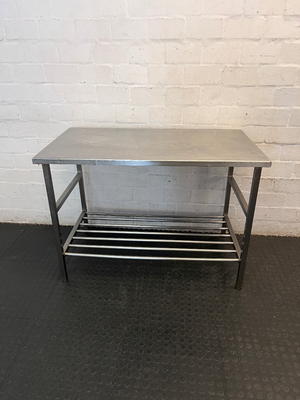 Industrial Stainless Steel Prep Table with Slatted Shelf — Good Working O - 2ndhandwarehouse.com