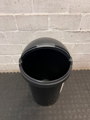 Black and Silver Flip-Lid Plastic Bin