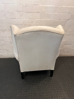 Classic White Upholstered Wingback Chair with Stud Detail
