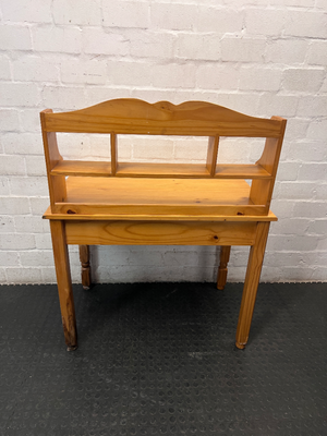 Wooden Study Desk with Display Hutch and Drawers — Fair Condition with Visible Wear