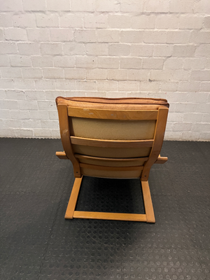 Tan Bentwood Lounge Chair and Footstool — Well Used with Significant Surface Wear