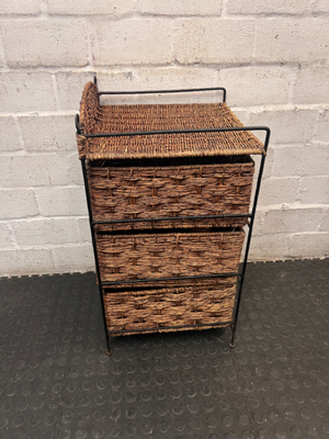 Woven Wicker and Metal Storage Chest