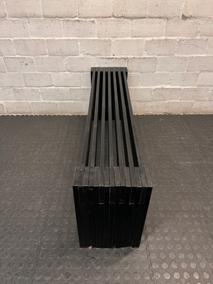 Contemporary Black Wooden Slatted Bench