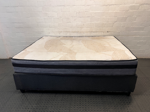 Queen Sleepmasters Base Set — 9-Month-Old Mattress and Base in Fair Condition