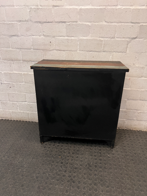 Rustic Multi-Coloured Wooden Sideboard Cabinet — Worn Vintage Finish with Visible Chips