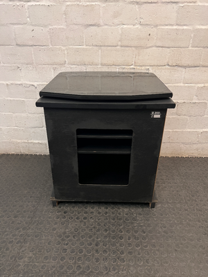 Black Swivel Top TV Unit with Glass Doors — Good Condition