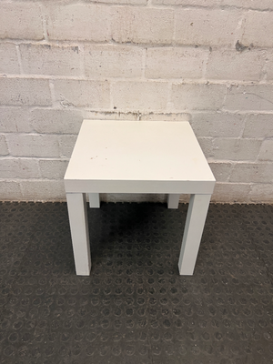 Square White Minimalist Side Table — Broken Parts and Damaged Legs