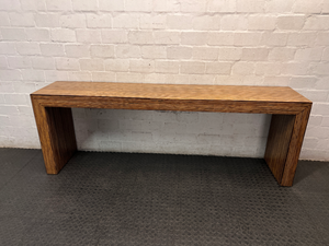 Contemporary Layered Wood Console Table — Used; Fair Condition