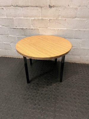 Round Light Wood and Metal Coffee Table — Clean Condition