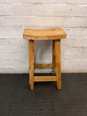 Rustic Solid Wood Backless Bar Stool — Fair Used Condition