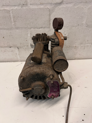 Vintage Portable Air Compressor with Pressure Gauge — Significant Wear and Surface Corrosion
