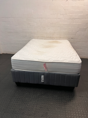 Double King Koil Mattress and Grey Upholstered Base