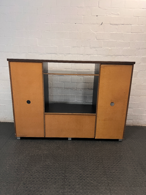 Dark Brown TV Unit with Frosted Glass Cabinets — Good Working Order
